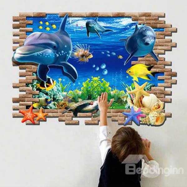 Fantastic Pretty 3d Dolphin Decorative Wall Stickers