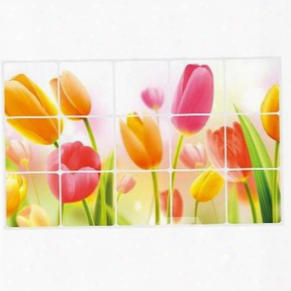 Fantastic Tulips Glass Ceramic Tile Kitchen Hearth Removable Wall Stickers