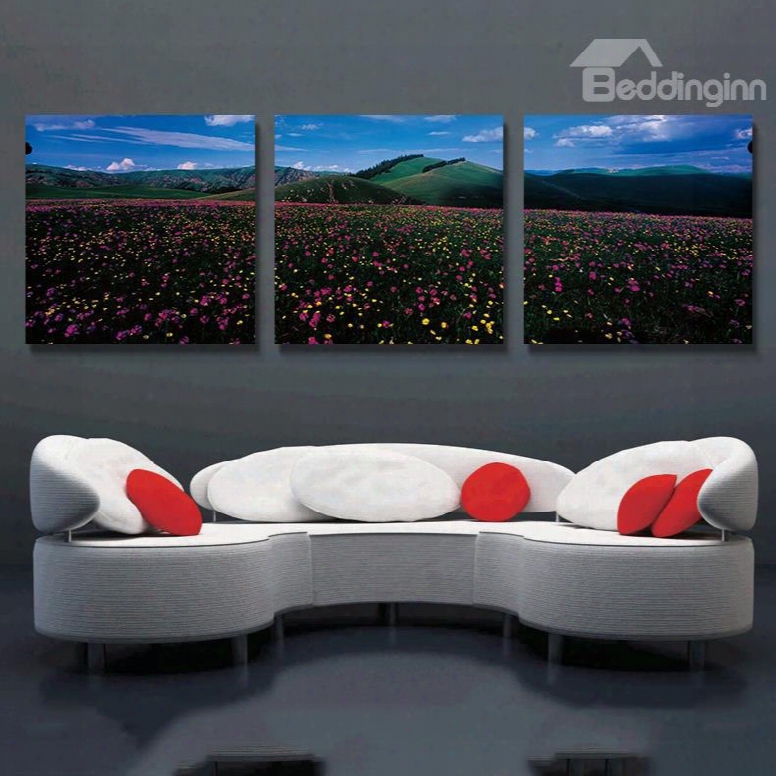 Flower Sea 3-pieces Of Crystal Film Art Wall Print