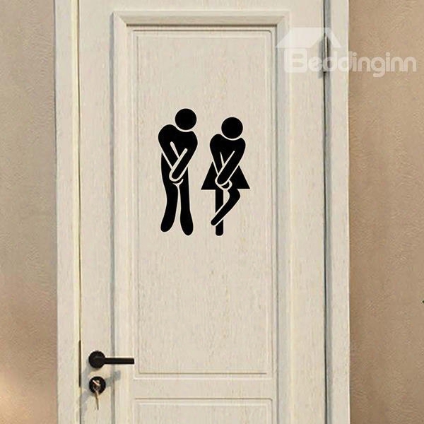 Funny Bathroom Urgency Male And Female Removable Wall Sticker