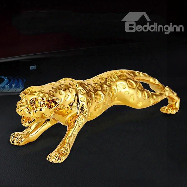 Golden Leopard Dashboard Metallic Creative Car Decor