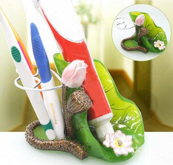 Graceful Beautiful Decorative Lotus Design Toothbrush Holder