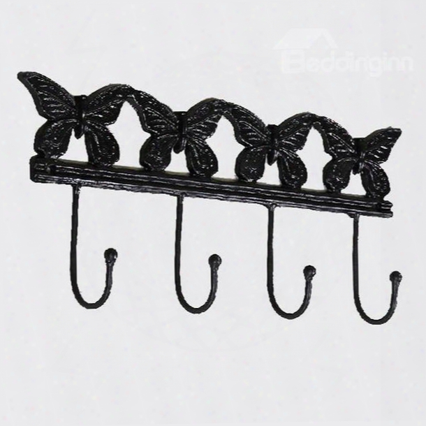 Graceful Colorful Butterfly Decorative Practical Iron Hooks