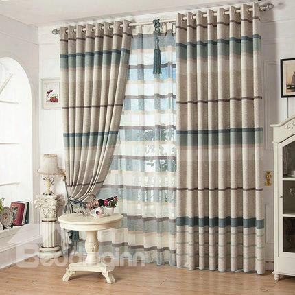 High Class Eco-fine Linen Living Room Bedroom Grommet Top Curtain