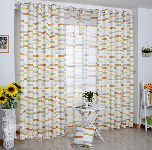 High Quality Straps Pattern Grommet Top Curtain And Sheer
