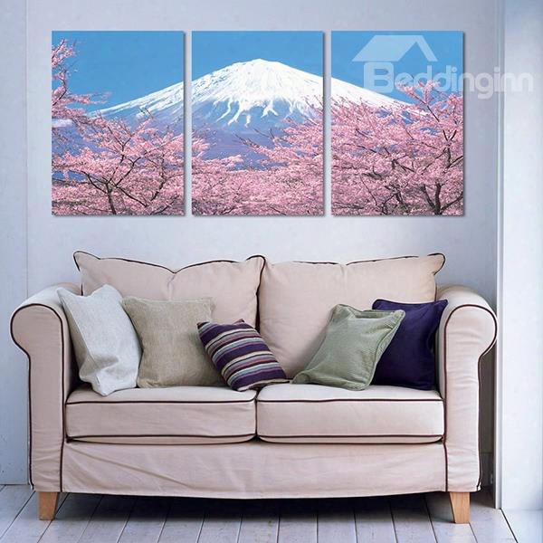 Magnificent Mt. Fuji And Sakura 3-piece Crystal Film Art Wall Print