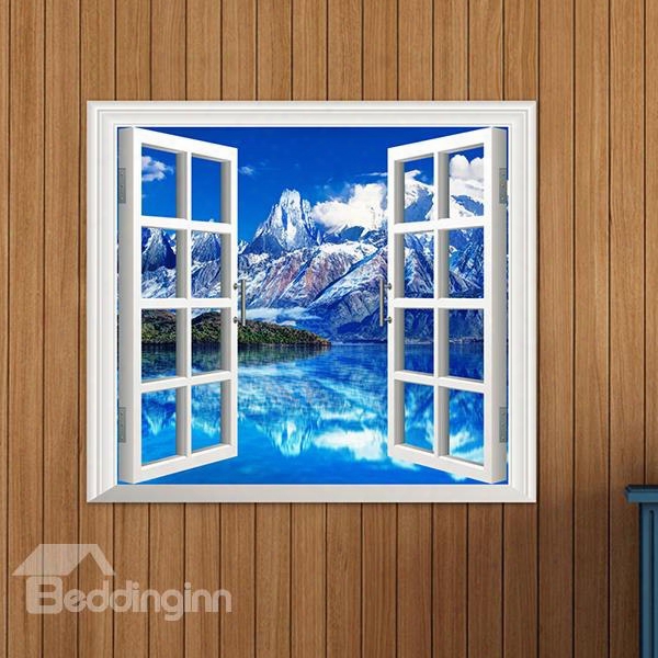 Marvelous Snow Mountains Window View Removable 3d Wall Sticker