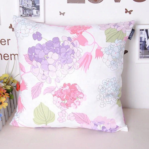 Mild Flower Leaves Refreshing Color Cotton Throw Pillowcase