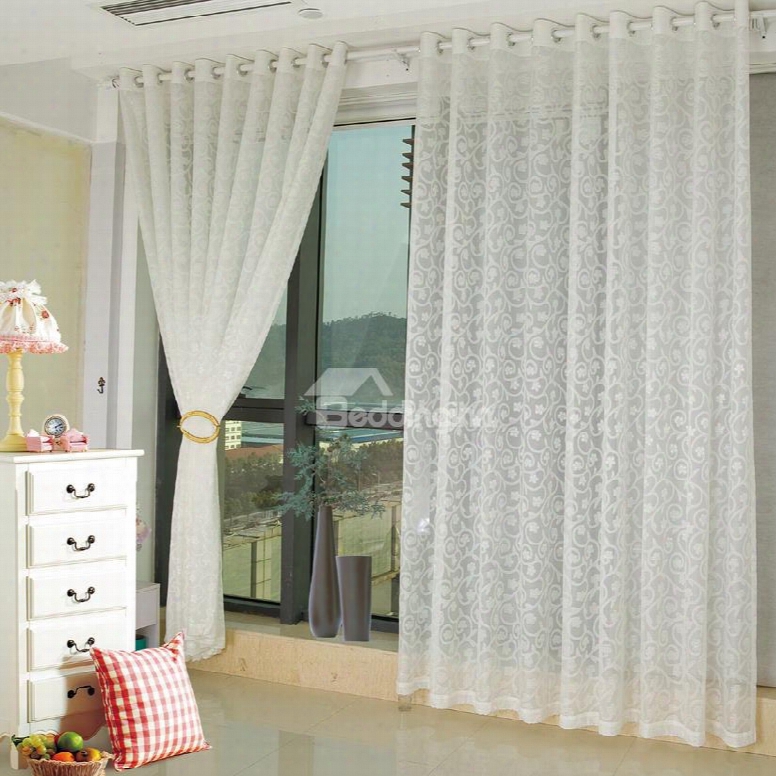 Modern Way White Living Room&bedroom Custom Sheer Curtain