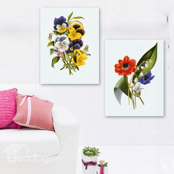 New Style Plant With Flowers 2-piece Crystal Film Art Wall Print