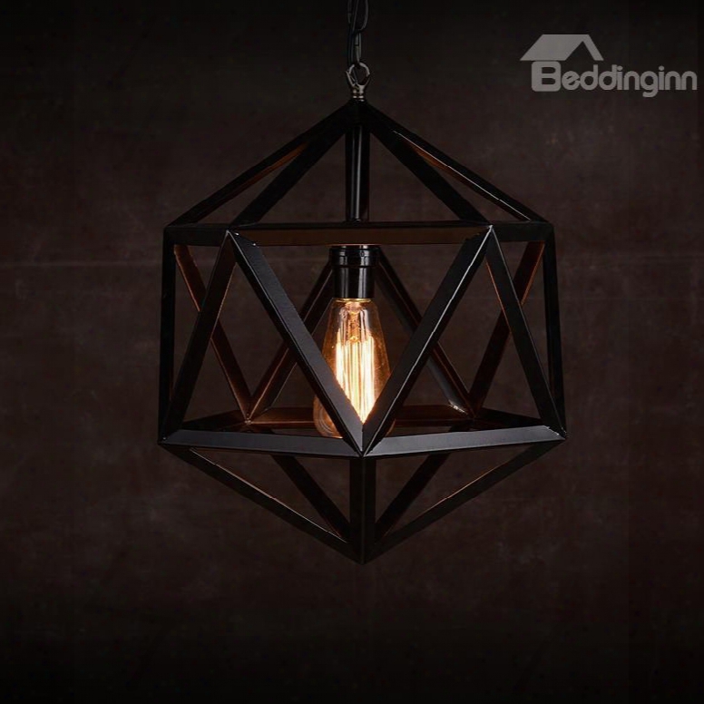 Nordic Country Style Dining Room Bar Hexahedron Pendant Lights