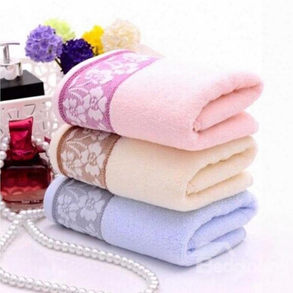 Plush Super Cozy Flower Border Cotton Towel