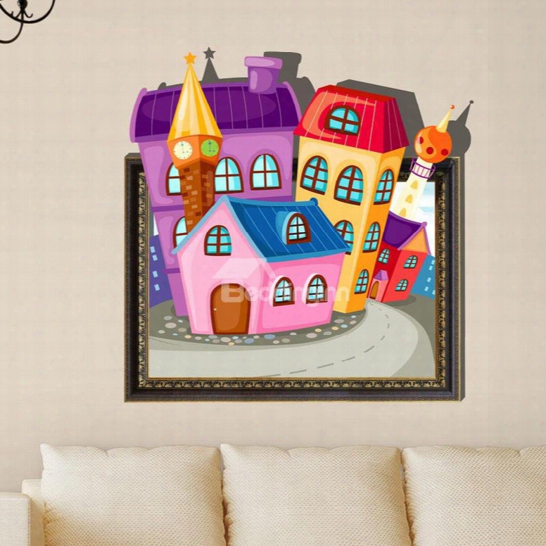 Prett Good Quality Cartoon House 3d Wall Sticker