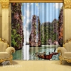 3D High Mountains and Peaceful Lake Printed Bedroom Window Decorative Custom Curtain