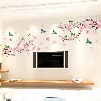 Pink Peach Flowers Branches PVC Waterproof Eco-friendly TV/Sofa Background Wall Stickers