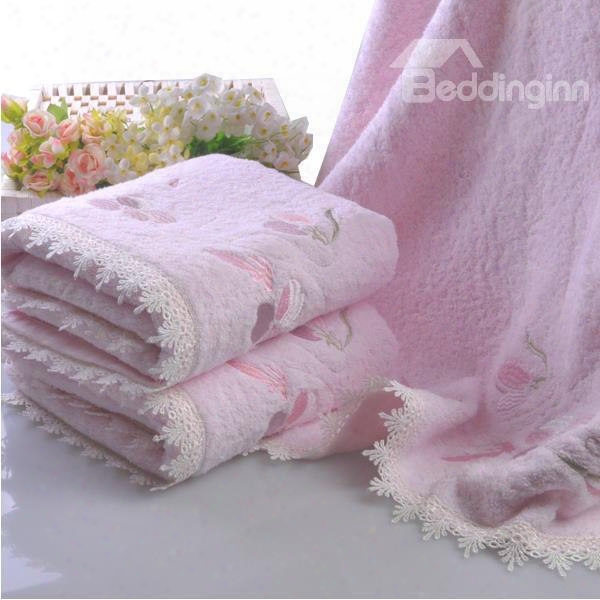 Purified Cotton Lace Delicate Comfortable Women's Bath Towel