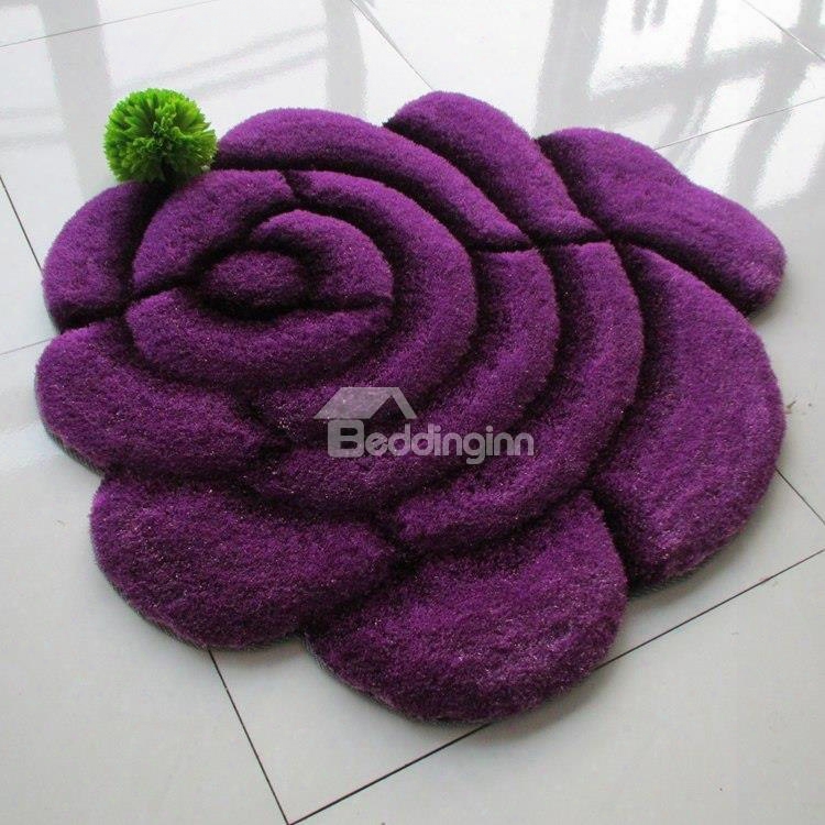 Romantic Vivid Comfy 3d Blooming Rose Dacron Rug