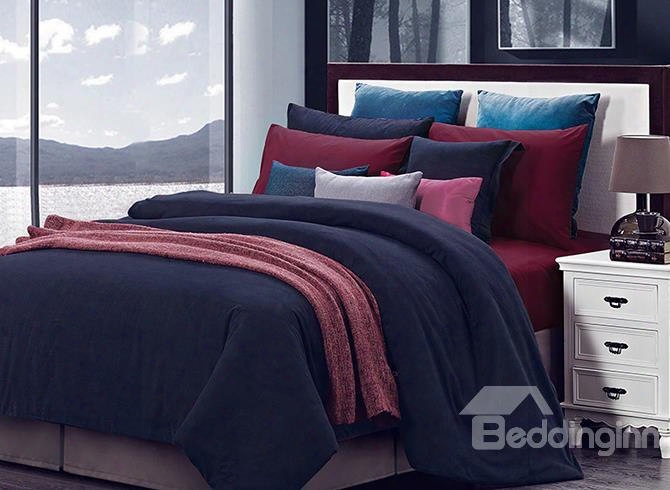 Royal Blue Wine Red Joint-color 4-piece Duvet Cover Sets