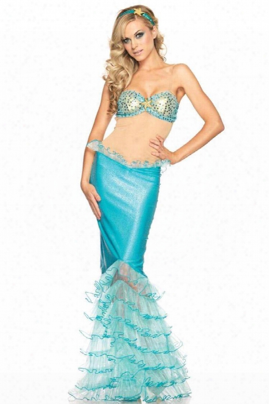 Sexy Open Back Chiffon Tail Mermaid Costume