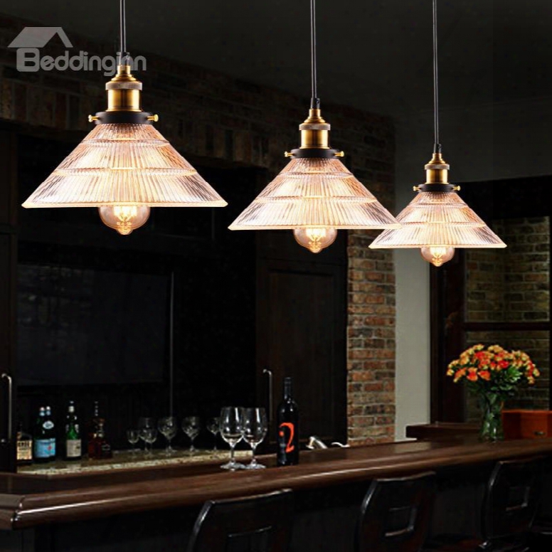 Simple American Style Crystal Glass 3-head Pendant Lights