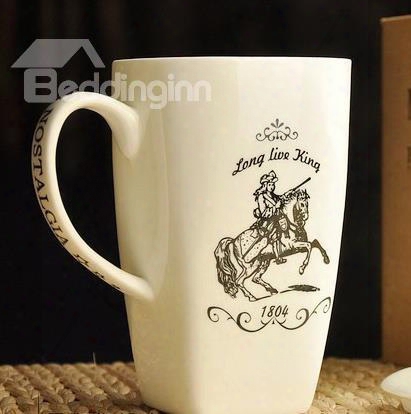 Simple Pattern Knight Bone China Coffee Mug