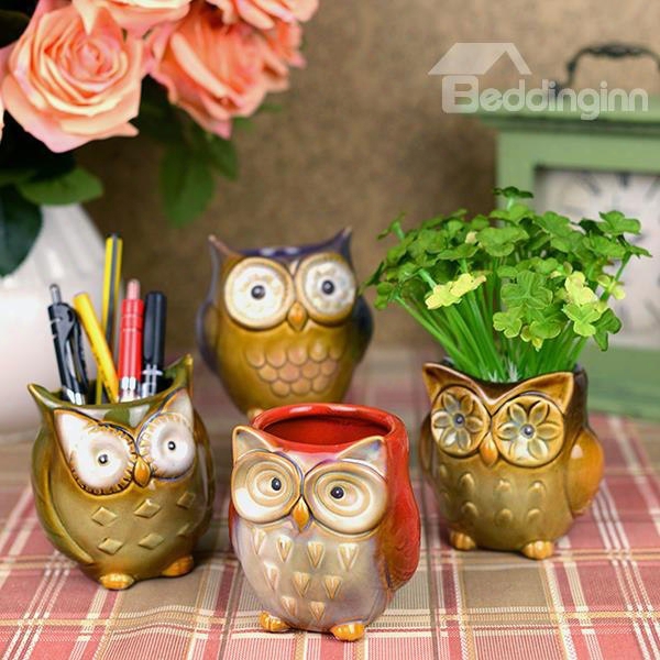 Super Cute Owl Desktop Decoration Organizer Pen Holder