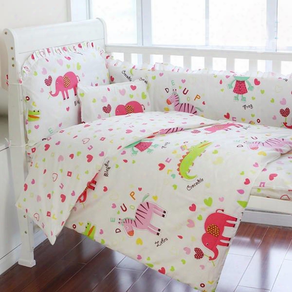 Super Cute Pink Elephant 10-piece Crib Bed Ding Sets