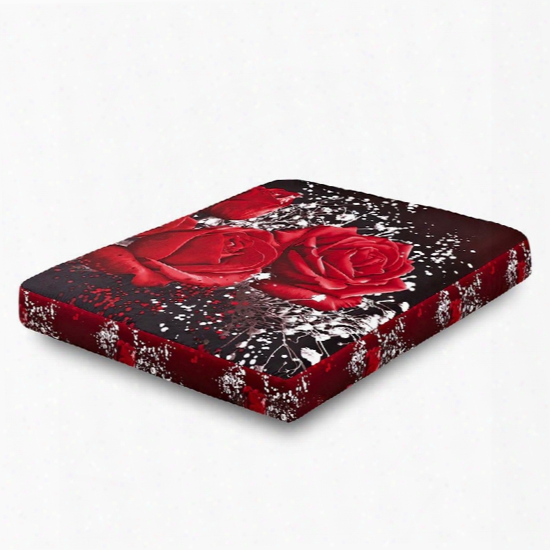 Super Lifelike 3d Roses Printing Cotton Fitted Sheet