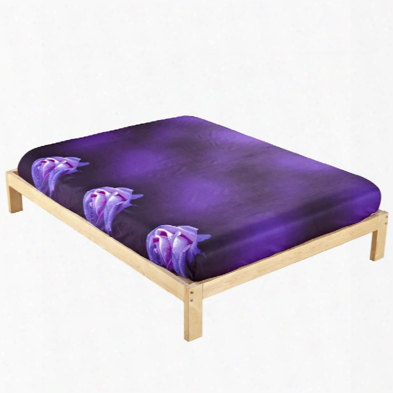 The Charming Purple Rose Printing Cotton Sheet