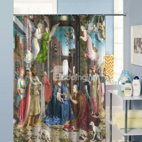 The Nativity Of Jesus Paintings Dacron Fabric Shower Curtain