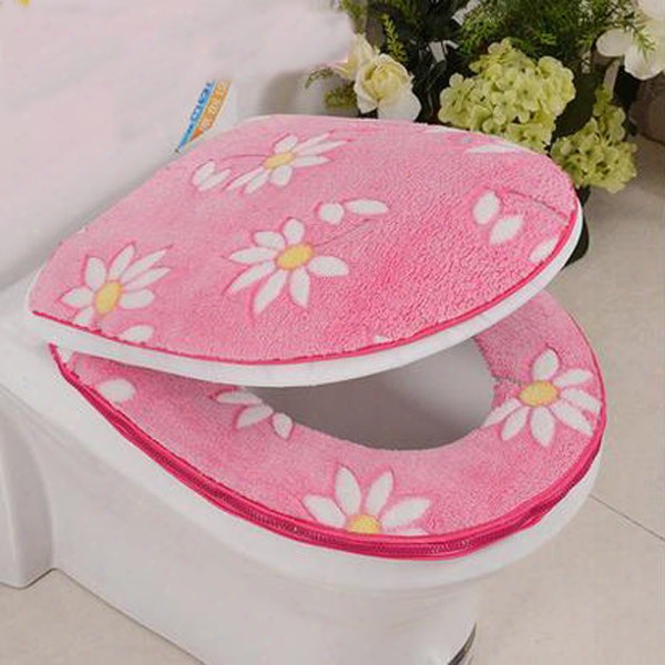 Thicken Warmth Sunflower 2-piece Set Toilet Seat Covers