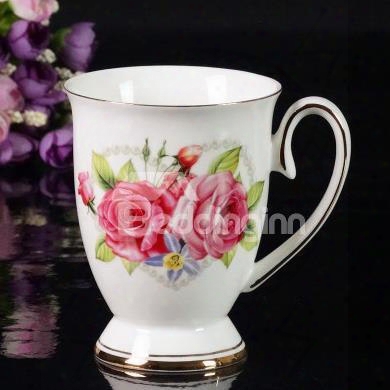 Top Quality Bone China Beautiful Roses Creative Mug