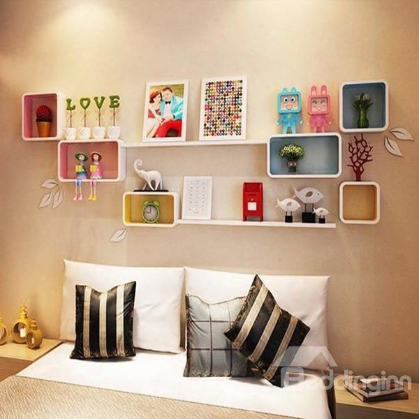 Top Selling 2-set Wood Wall Shelves With Free Wall Stickers