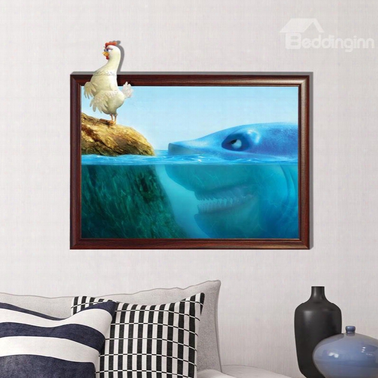 Top Selling Cock And Shark 3d Wall Sticker