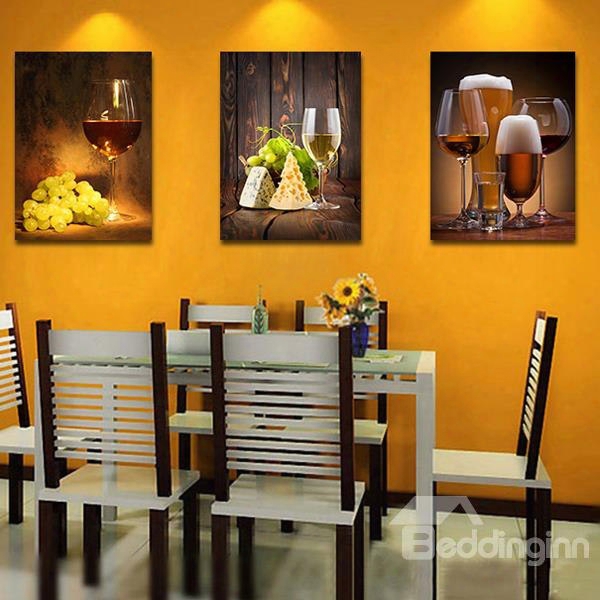 Traditional Wine Glass 3-piece Crystal Film Art Wall Print