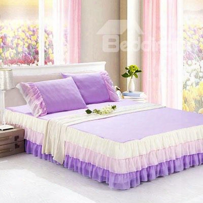 Ultr A Soft Fantastic Light Purple Style Cheap Bed Skirt And One Pair Pillow Cases