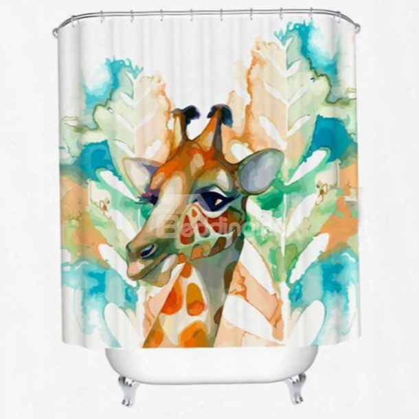 Unique Giraffe Design Painting Style Shower Curtain