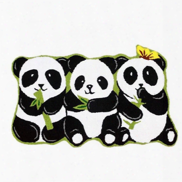 Vivid Pandas Eating Bamboo Anti-slip Bath Rug