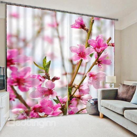 Wonderful Pink Flower Room Darkening 3d Curtain