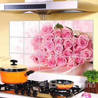 Wonderful Pretty Roses Pattern Kitchen Decorative Wall Stickers