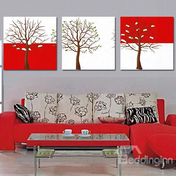 Wonderful Tree With Leaves 3-piiece Crystal Film Art Wall Print