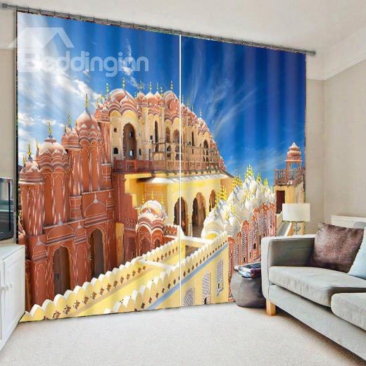 3d Castle  Print Blackout Living Room&bedroom Curtain