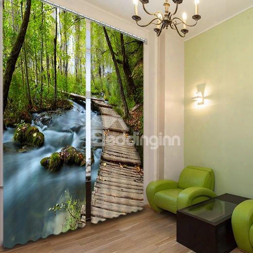 3d Forest And Secluded Trail Printed Natural Style Decoration Custom Curtain For Living Room