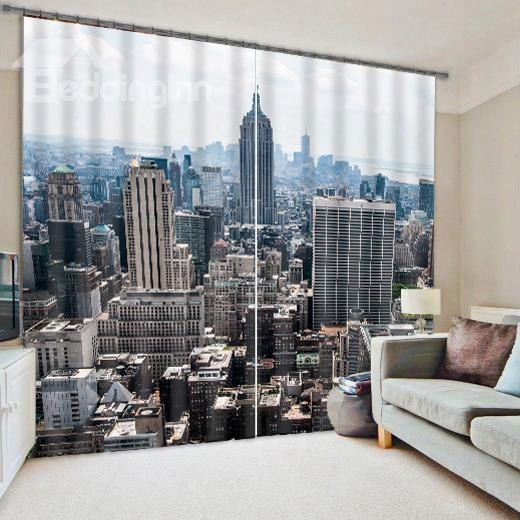 3d Polyester New York City Skyscrapers Printed Decoration  Custom Curtain For Living Room