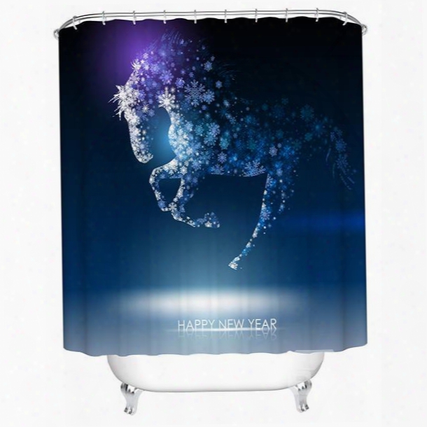 3d Snowflake Horse Printed Polyester Bathroom Shower Curtain