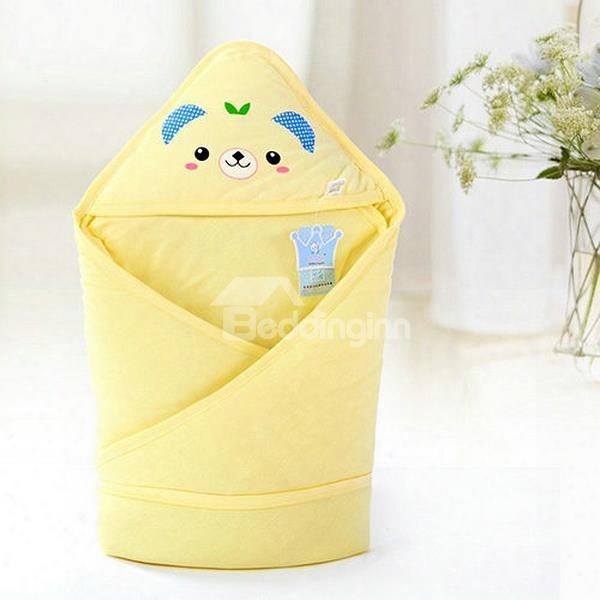 Adorable Light Yellow Bear Print Baby Blanket
