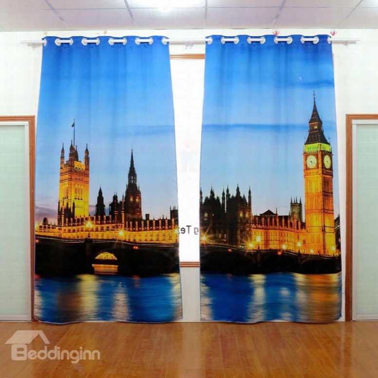 Amazing City Scene Printing Energy Saving Blackout 3d Curtain