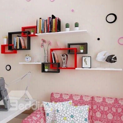 Amazing Red And Black 1-set Wood Wall Shelves