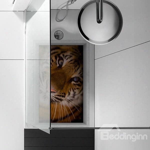 Amazing Tiger Pattern Slipping-preventing Water-proof Bathroom 3d Floor Sticker