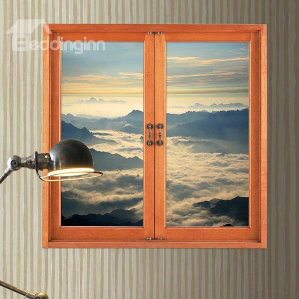 Amazing Window View Fairyland Sea Ofc Louds 3d Wall Sticker